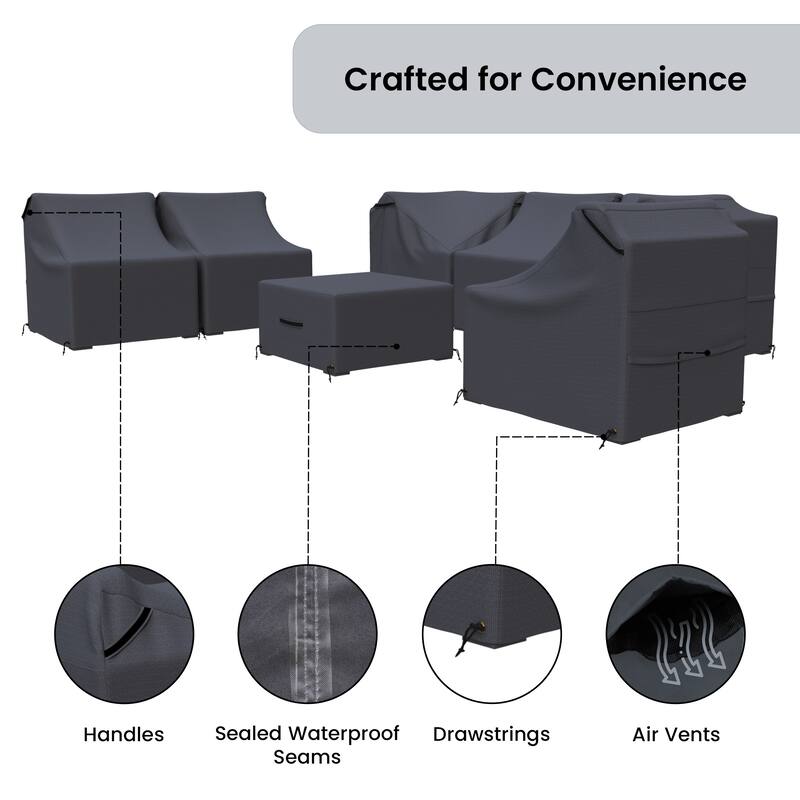 Bhairavi Outdoor Conversation Patio Furniture Cover 7-Piece - 33 x 30 x 29