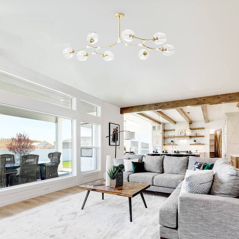 Bella Depot Modern Adjustable Chandelier Gold Pendant with Clear Glass Shades