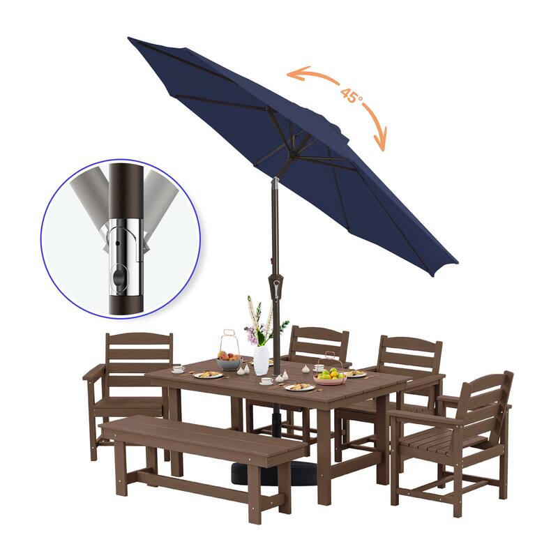 10ft Patio Market Umbrella with LED Lights,Crank & Tilt
