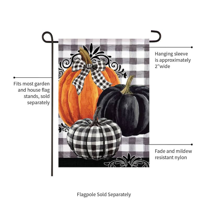 12.5 in. x 18 in. Pumpkin Check Garden Suede Flag