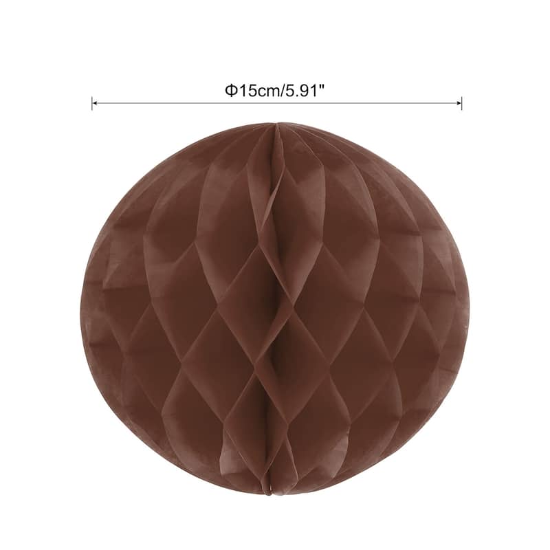 6Pcs Paper Pom-Poms Balls Paper Tissue Flower Ball for Party Decor - Brown - 6 Inch
