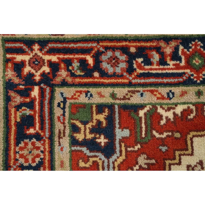Hand Knotted Oriental 100% Wool Carpet Traditional Medallion Beige & Ivories Heriz (serapi) Area Rug - 5' 2'' X 2' 11''