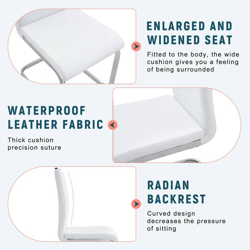 Set of 4 White Pu Material Bow-Shaped Chairs