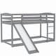 preview thumbnail 9 of 32, Twin Bunk Bed with Slide & Ladder, Sturdy Wooden Frame, Grey