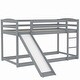 preview thumbnail 9 of 13, Twin Over Twin Solid Wood Bunk Kids Bed Frame with Convertible Slide and Ladder, Safe Design for Bedroom, Easy Assembly, Grey
