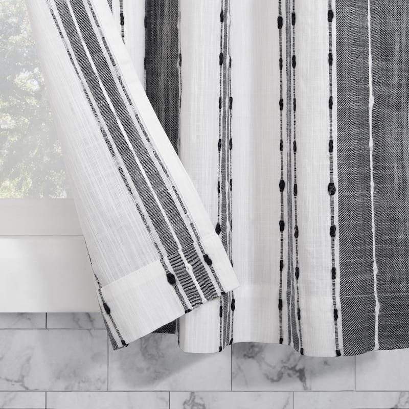 Archaeo Slub Texture Stripe Cotton Cafe Curtain Pair