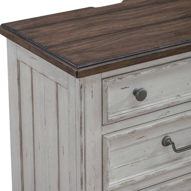 River Place Riverstone White & Tobacco Nightstand with Charging Station