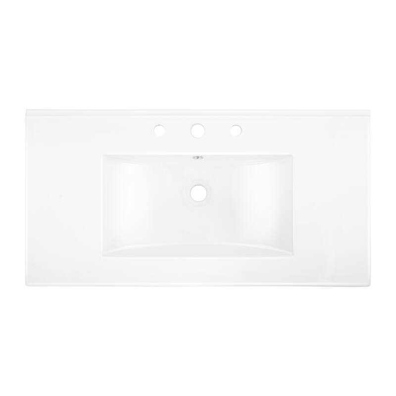 Aubert 3-Hole Classic Contemporary Rectangular Ceramic Single Sink Basin Vanity Top, by JONATHAN Y