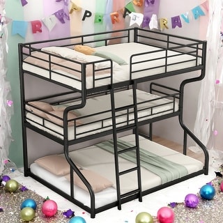 Full XL Over Twin XL Over Queen Size Triple Bunk Bed With Ladder for Home