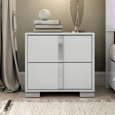 Furniture of America Erina Modern Glossy 2-Drawer Nightstand