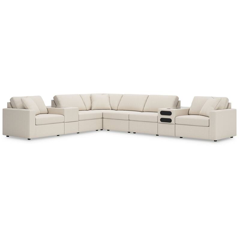 Signature Design by Ashley Modmax 8-Piece Sectional with Audio and Storage Consoles - 156" W x 124" D x 36" H - Beige