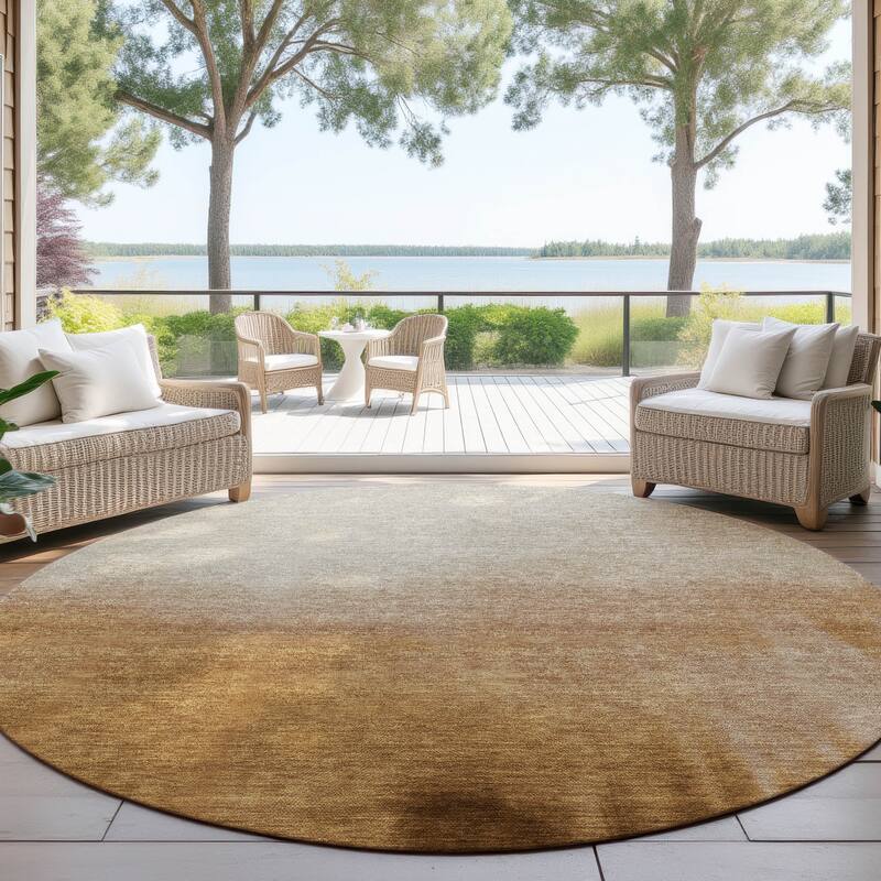 Machine Washable Indoor/ Outdoor Modern Dawn Chantille Rug - Copper - 8' x 8'