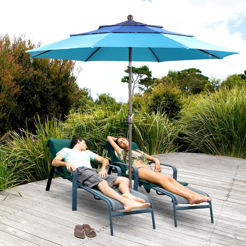 Aoodor Patio Umbrella 10 ft. for Dining Table Outdoor Market Yard Use 3 Tier Ventilation (Umbrella only)