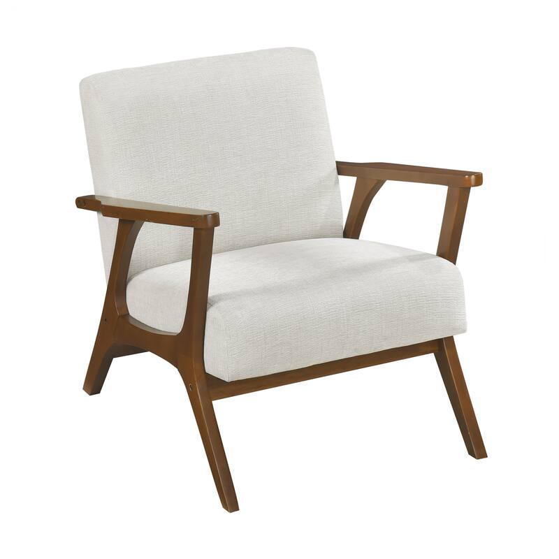 Sutton 27.5" Chenille Accent Chair - Chestnut Finish Solid Wood Frame - Beige