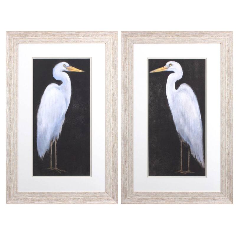 White Heron S/2 Framed Art Under glass - 34 X 22 X 1
