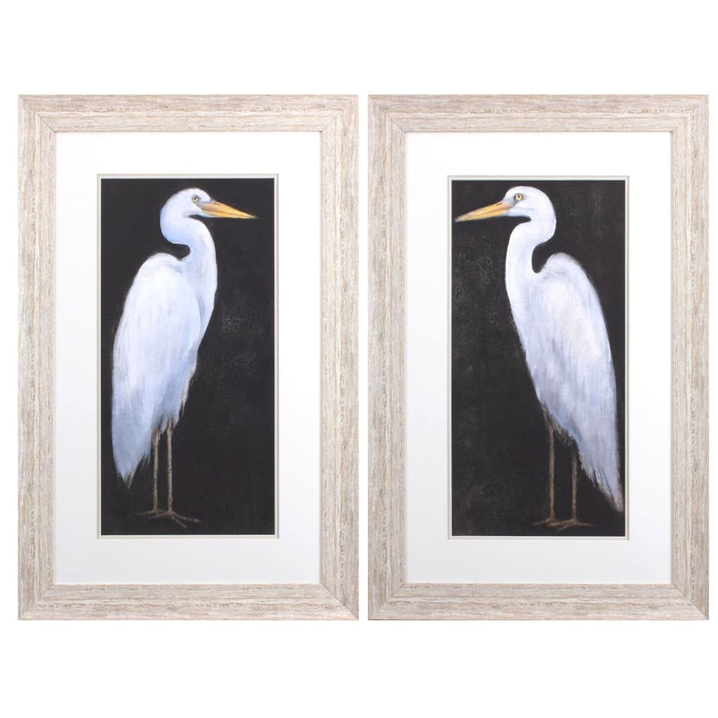 White Heron S/2 Framed Art Under glass