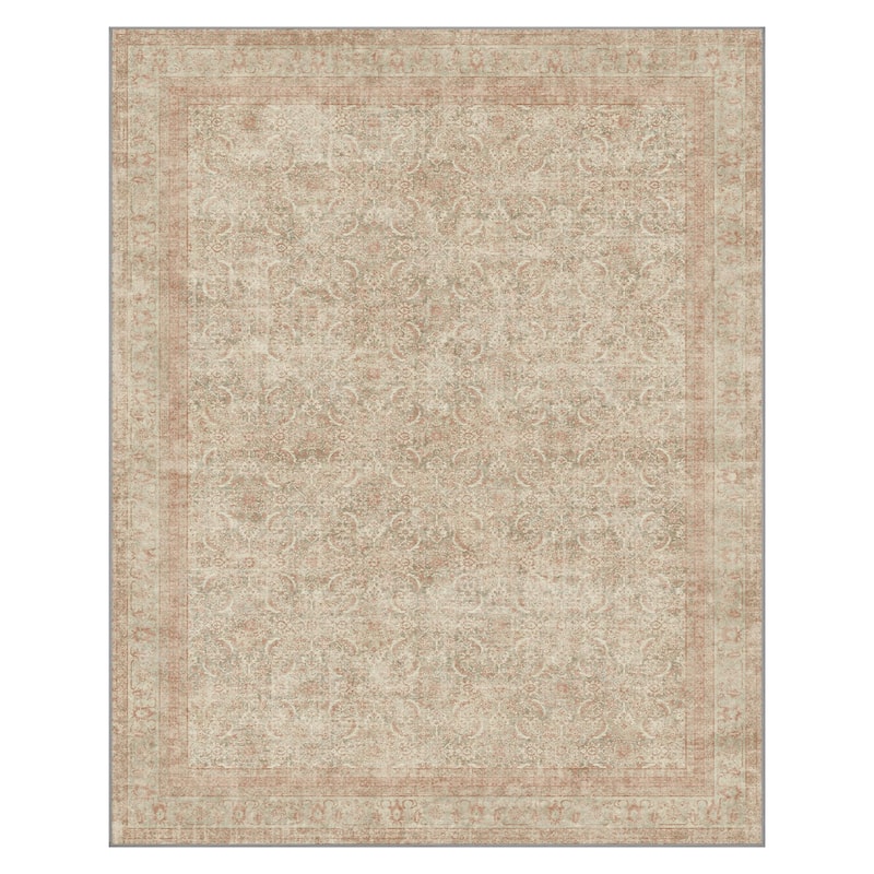 Mcow Machine Washable Boho Vintage Retro Floral Non Slip Rug