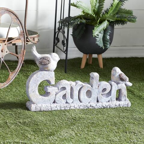 White Polystone Country Garden Sculpture Birds 15 x 26 x 5 - 26 x 5 x 15