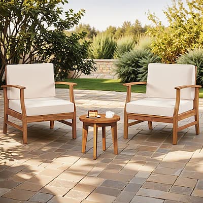 Christopher Knight Home - Malachi Acacia Wood Outdoor 3 Piece Chat Set with Slat Design