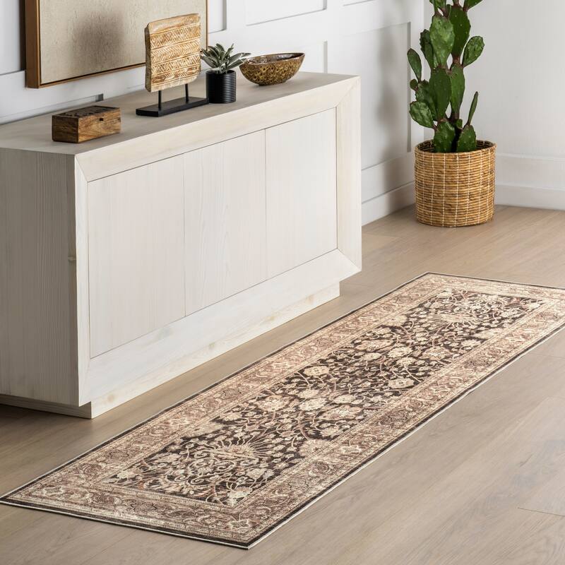 Nuloom Cerise Floral Faded SplashGuard Machine Washable Area Rug