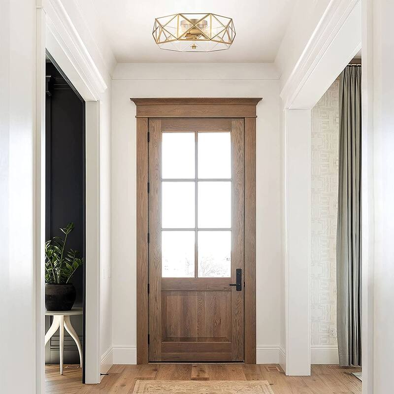 4 - Light 16.93" Unique/Statement Geometric Flush Mount - 5.91"H x 16.93"W x 16.93"D