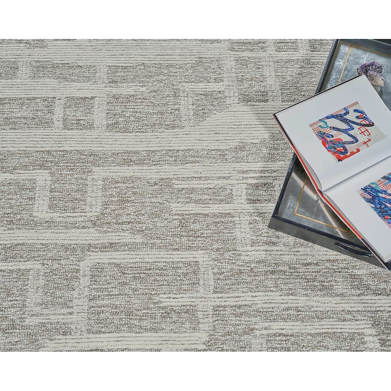 Exquisite Rugs Park City Handmade Hand-tufted New Zealand Wool on Canvas Beige/Ivory Area Rug