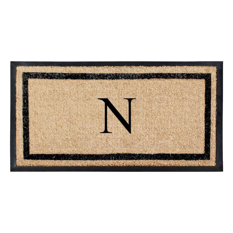 A1HC Rubber and Coir Heavy Weight large Outdoor Durable Monogrammed Doormat 24"X48", Beige - N