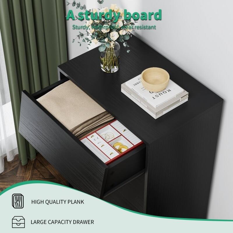 Vintage-style and Bevel Design Double Dresser with 4 Drawer