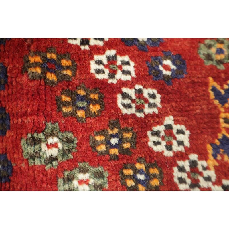 Hand Knotted Oriental 100% Wool Carpet Traditional Tribal Red Shiraz Area Rug - 6' 8'' X 3' 8''