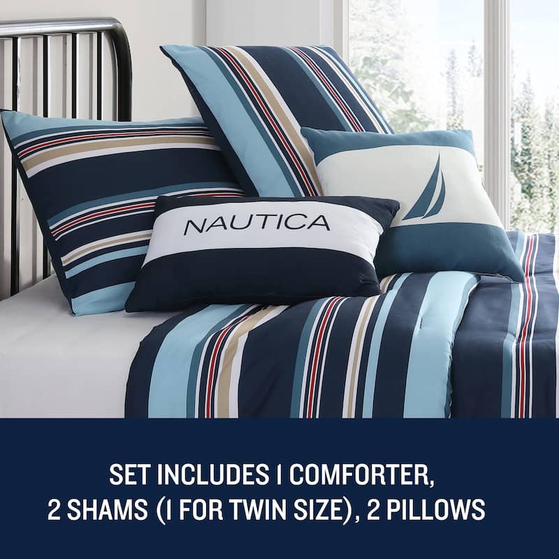 Nautica Colton Reversible Navy Comforter Bonus Set