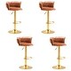 Set of 4 Bar Stools Adjustable Swivel with Gold Frame - Bed Bath
