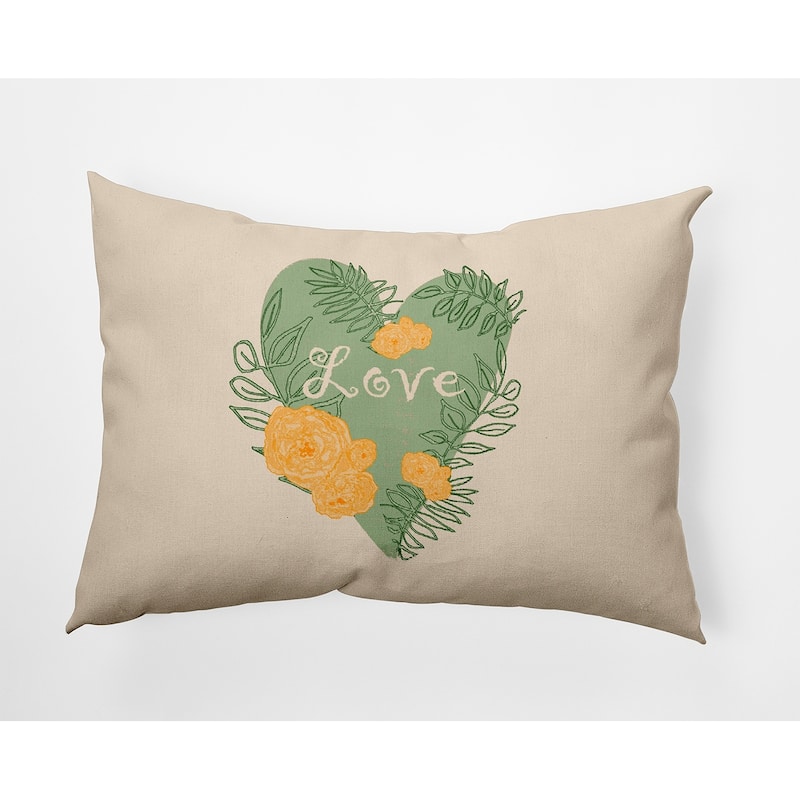 Love And Roses Valentines Day Decorative Throw Pillow - 14" x 20" - Fresh Green