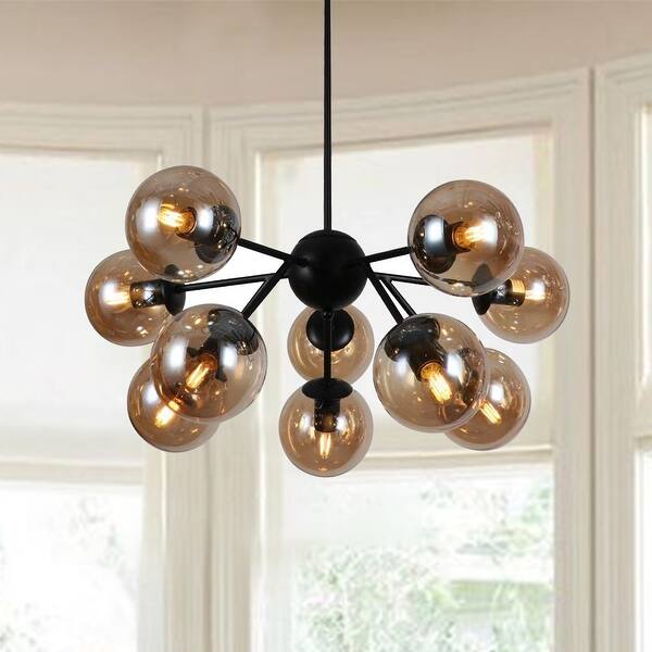 slide 1 of 3, Sagi Matte Black 10-light Chandelier