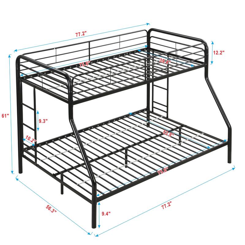 Twin Over Full Metal Bunk Bed with Under-Bed Storage & Easy Assembly