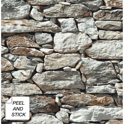NextWall Stone Wall Peel and Stick Removable Wallpaper - 20.5 in. W x 18 ft. L