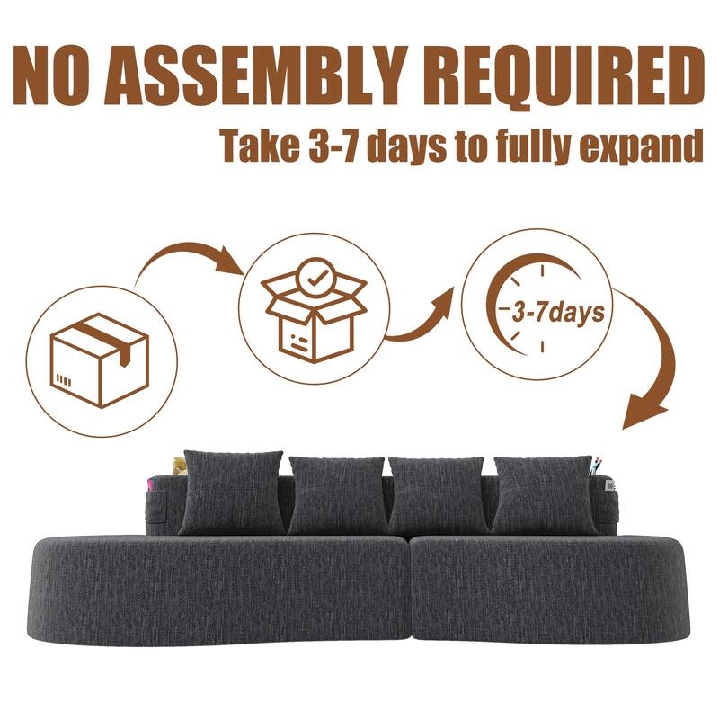 Modern Curved Sectional 3 Seat Minimalist Elegant Half Moon Sofa Compressed Modular Sectional Sofa for Living Room, Office