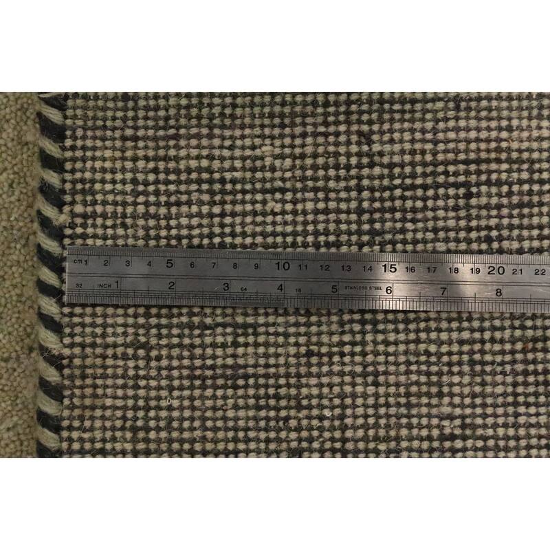 Hand Knotted Oriental 100% Wool Carpet Modern Geometric Green Gabbeh Area Rug - 6' 8'' X 6' 5''