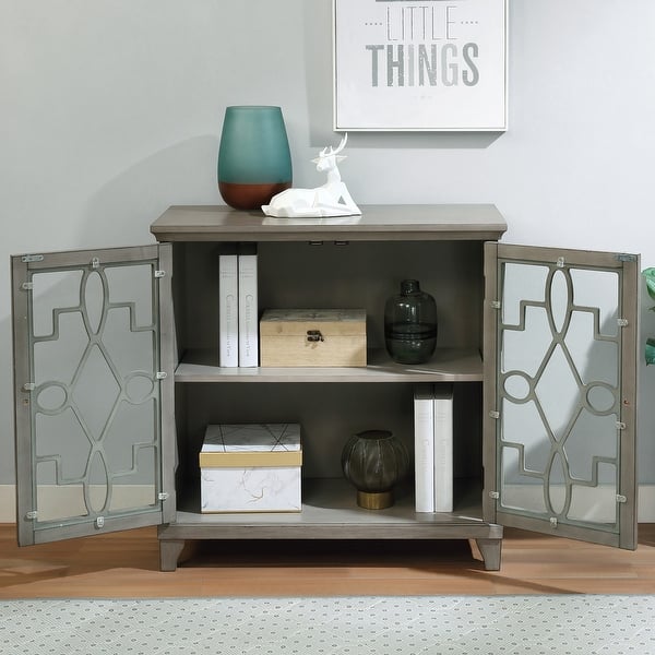slide 2 of 5, Kembel Transitional Grey 29-inch Wood 2-Shelf Hallway Cabinet by Furniture of America Grey
