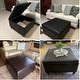 preview thumbnail 38 of 52, Leather Square Storage Ottoman for Living Room, Brown/ Black 30"W x 30"D x 18.1"H