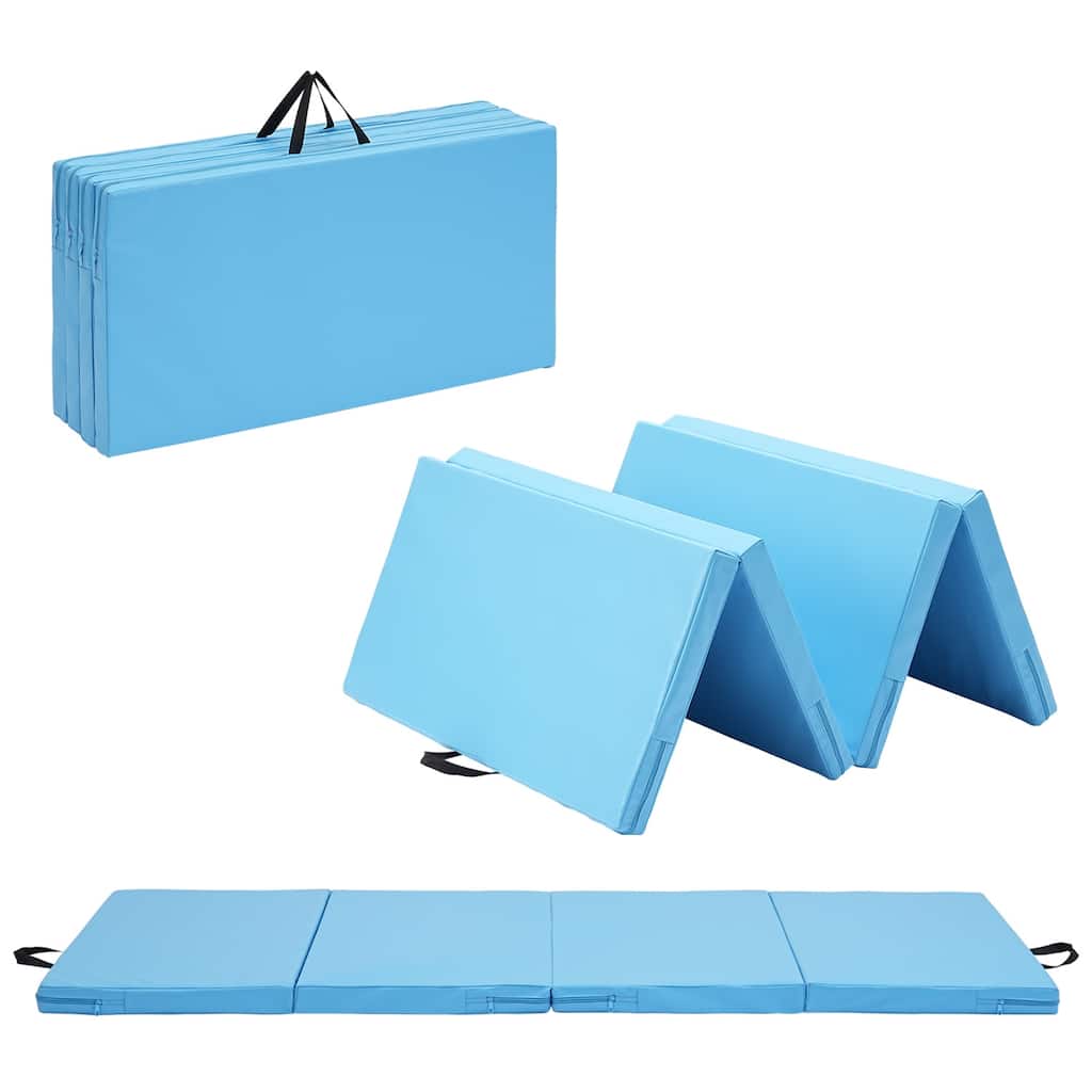 Zenova Gymnastics Mat 6' x 3' x 2" Four Fold Folding Exercise Mat with Carrying Handles