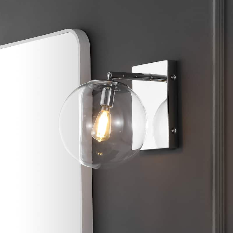 SAFAVIEH Lighting Suada 9-inch Glass Orb Wall Sconce with Bulbs (Set of 2) - 8.5 In. W x 7 In. Dx 8.5 In. H - 9Wx7Dx9H