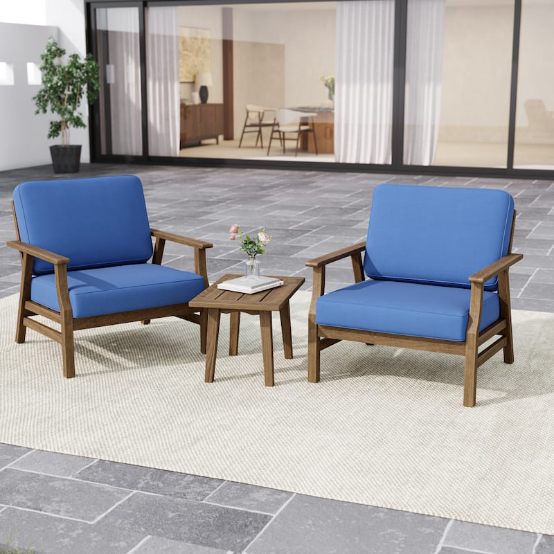 2 Set Outdoor Club Chairs with Cushions Acacia Wood Patio Chairs