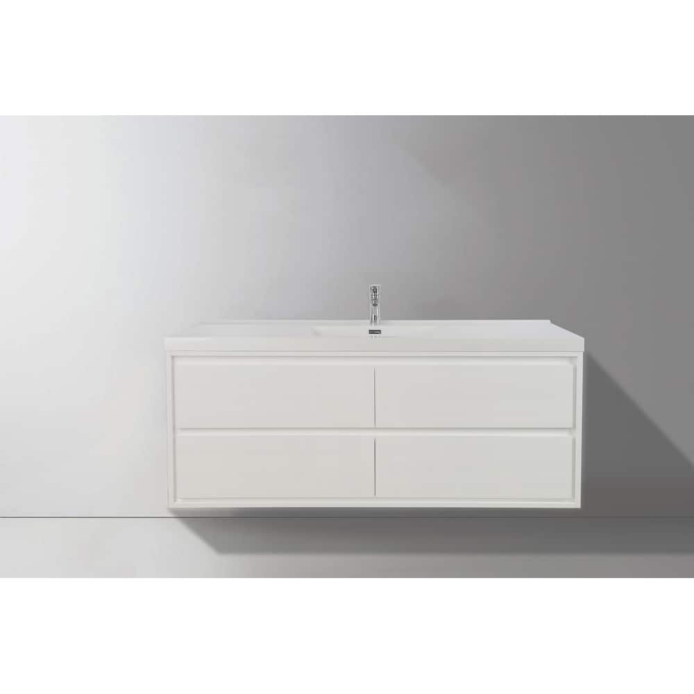 Sage 60" wall mounted bathroom vanity with single basin acrylic top