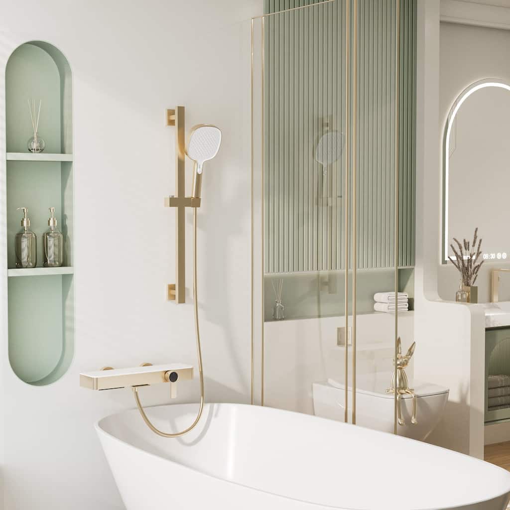 Modland Bathtub Faucet 2-Function Shower System with 3 Modes Handheld Shower,Height Adjustable Shower Slide Bar