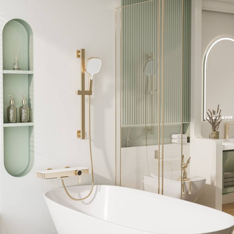 Modland Bathtub Faucet 2-Function Shower System with 3 Modes Handheld Shower,Height Adjustable Shower Slide Bar