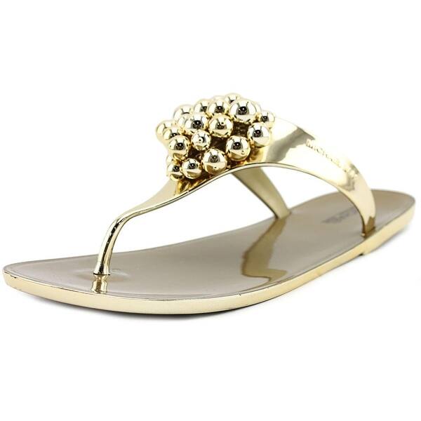 Shop Michael Michael Kors Kirby Jelly Thong Women Synthetic Gold Thong Sandal Overstock 19397514