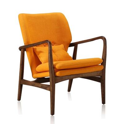Manhattan Comfort Bradley Walnut Linen Weave Accent Chair