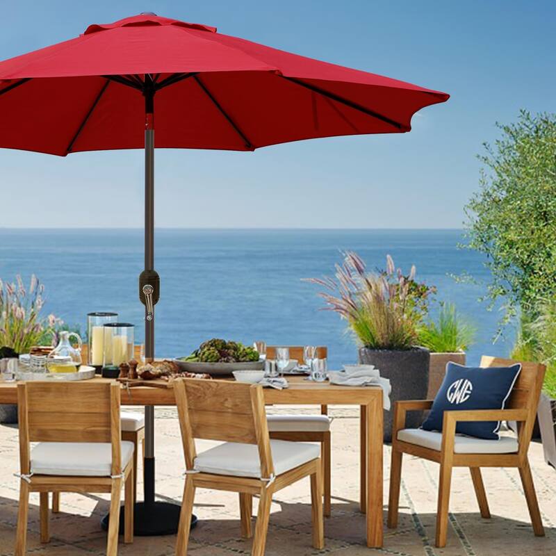 9' Outdoor Patio Umbrella, Outdoor Table Umbrella, Yard Umbrella, Market Umbrella with 8 Sturdy Ribs, Push Button Tilt and Crank