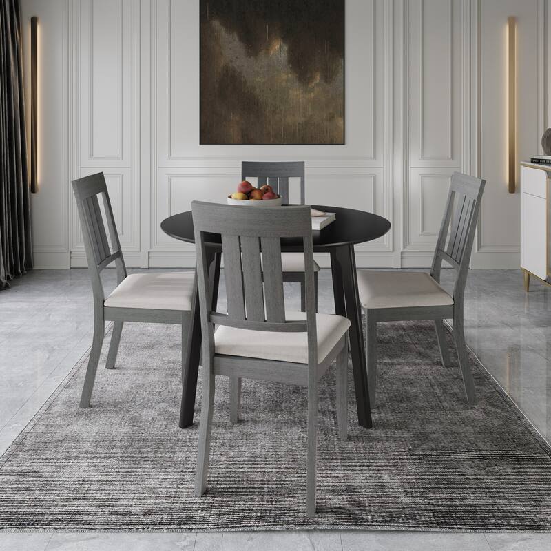 CraftPorch Classic 4-Piece Chair and Round Table Wooden Dining Set