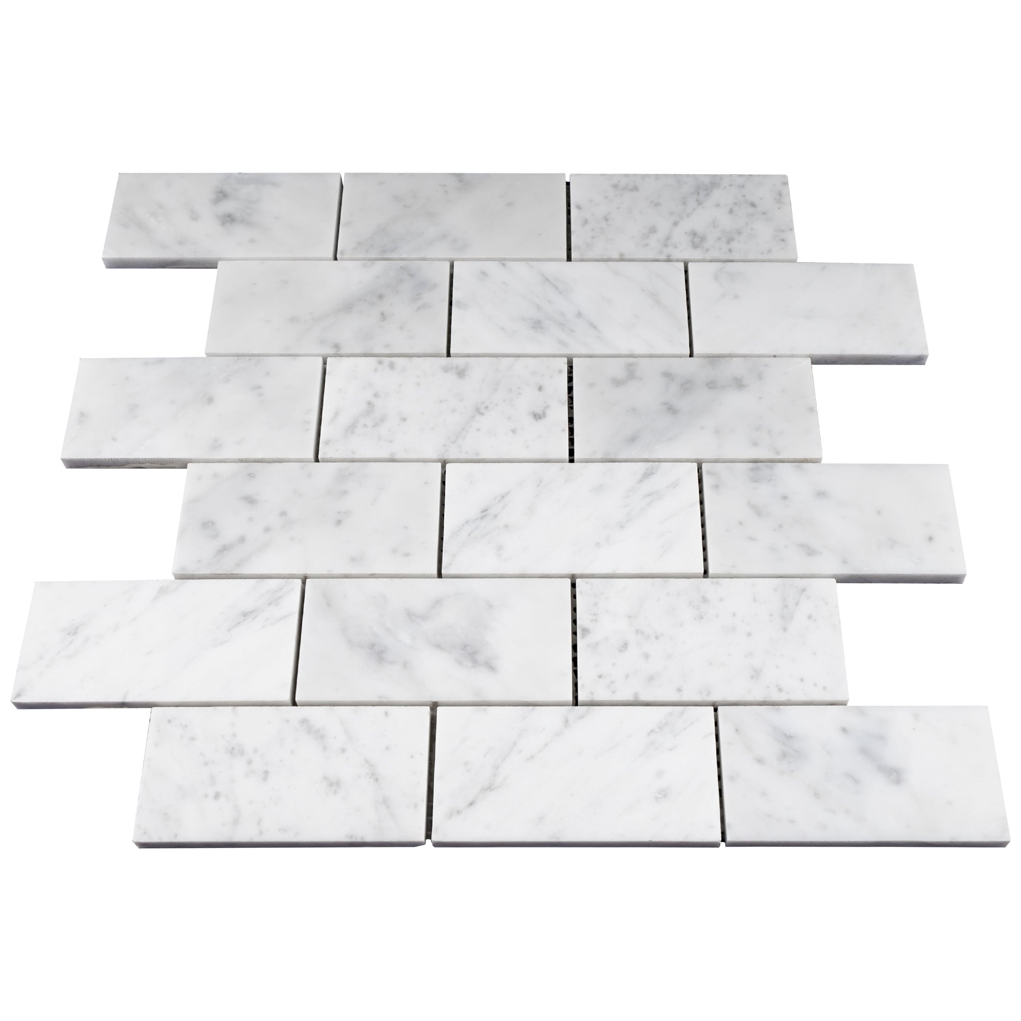 Shop Tilegen Rectangle 2 X4 White Carrara Marble Subway Tile In White Floor And Wall Tile 10 Sheets 9 6sqft Overstock 27973540